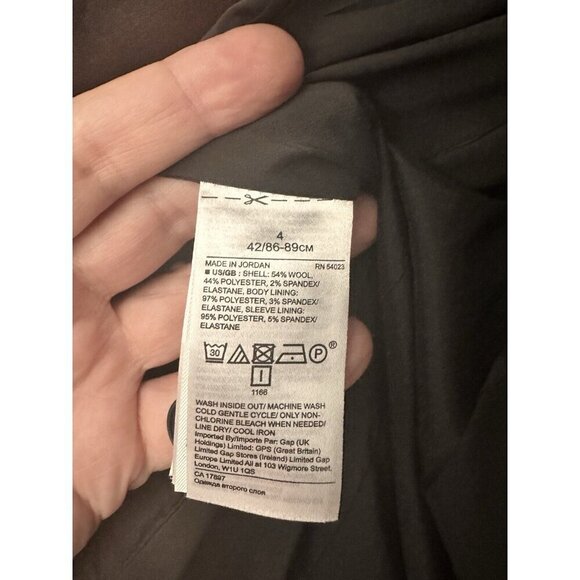 Banana Republic Classic Fit Marzotto Wool Women's Blazer 4 Black Washable Office - Picture 7 of 8